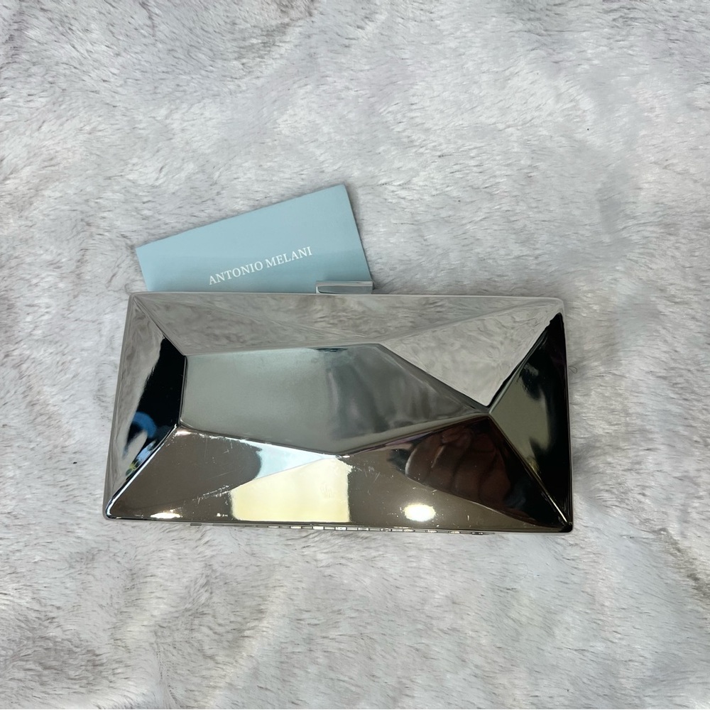 Antonio Melani Silver Geometric Clutch